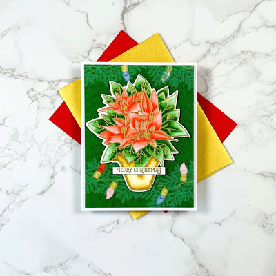 Potted Poinsettia 4x6 Stamps